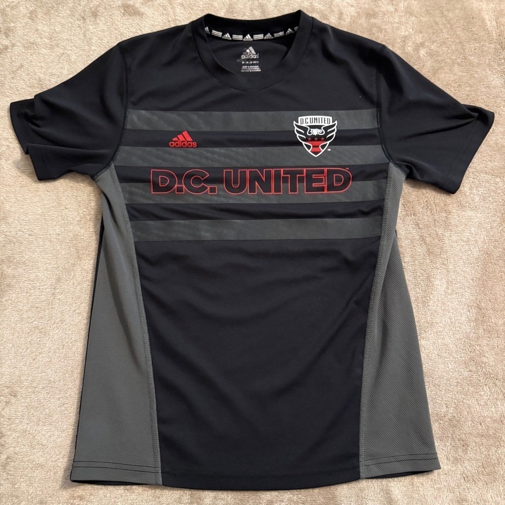 Adidas DC United Youth Soccer Jersey Black Grey Climalite Shirt Size M 10/12